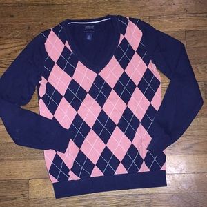 Tommy Hilfiger Argyle V Neck Sweater